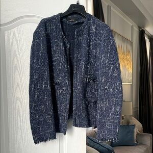 Weekend Max Mara Chic Blue Tweed Jacket Like New Vintage but pristine L/XL